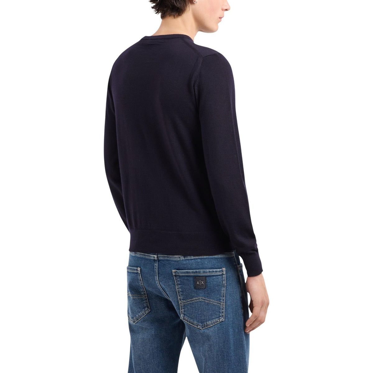 Armani Exchange — Pull laine mélangée 8NZM3A bleu homme — vue 4