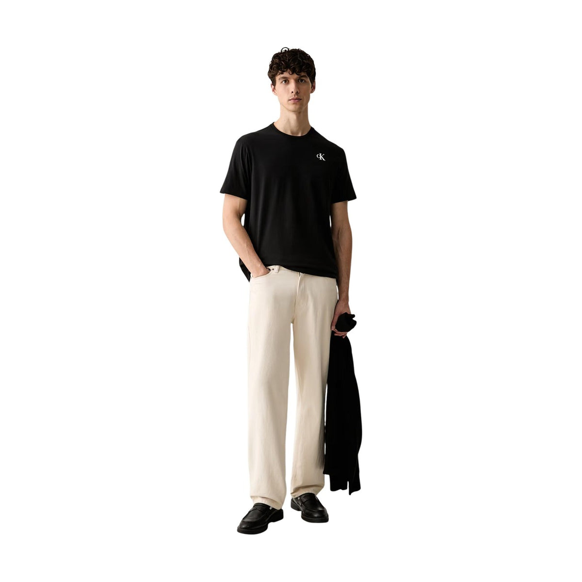 Calvin Klein Jeans – Schwarzes Herren-T-Shirt mit klassischem Rundhalsausschnitt — Ansicht 3