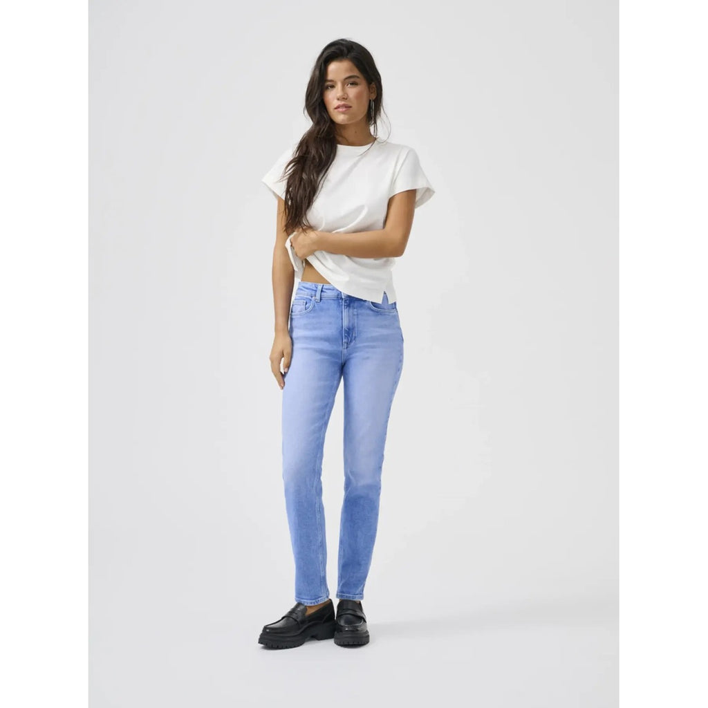 Only — ONLEMILY high-waist rechte jeans blauw dames — afbeelding 3