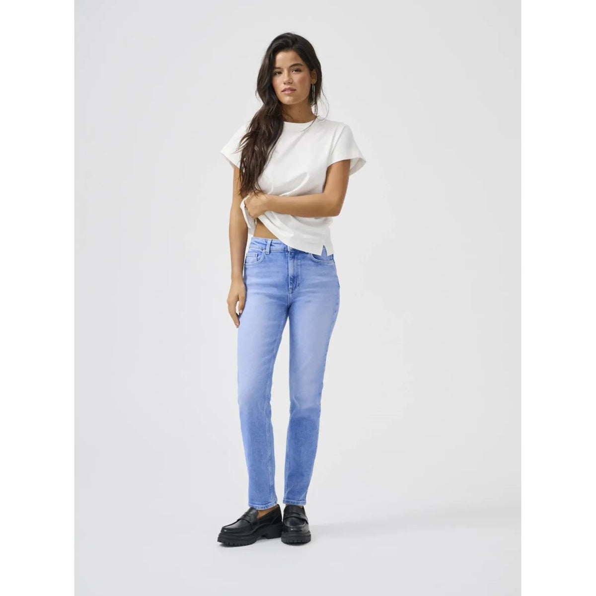 Only — ONLEMILY high-waist rechte jeans blauw dames — afbeelding 3