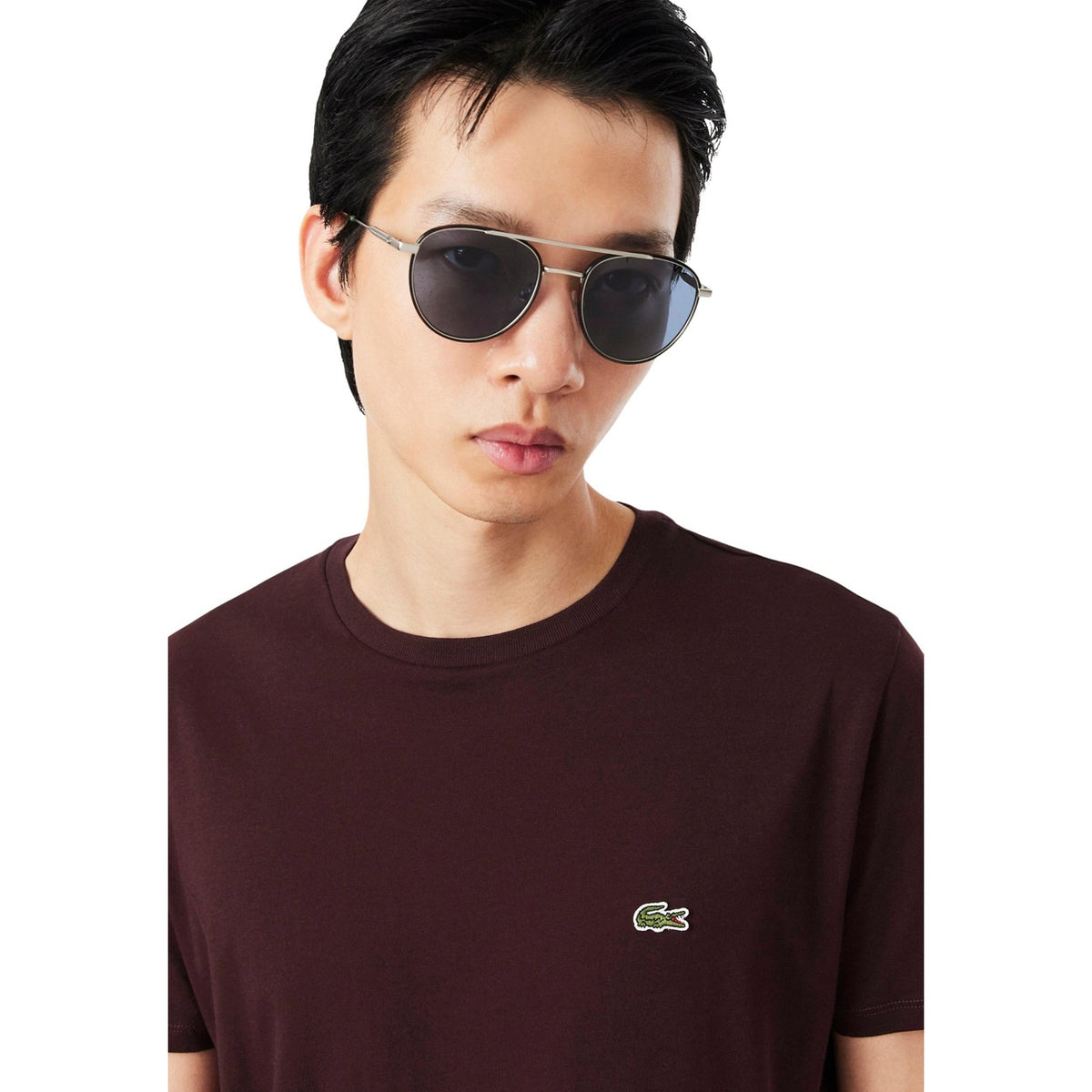 Lacoste — T-shirt Pima TH6709 bordeaux homme — vue 2