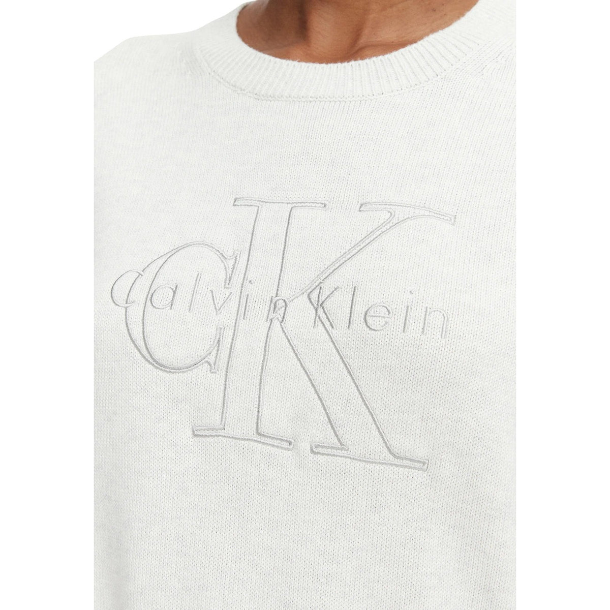 Calvin Klein Jeans — Women’s white round-neck sweater — view 3