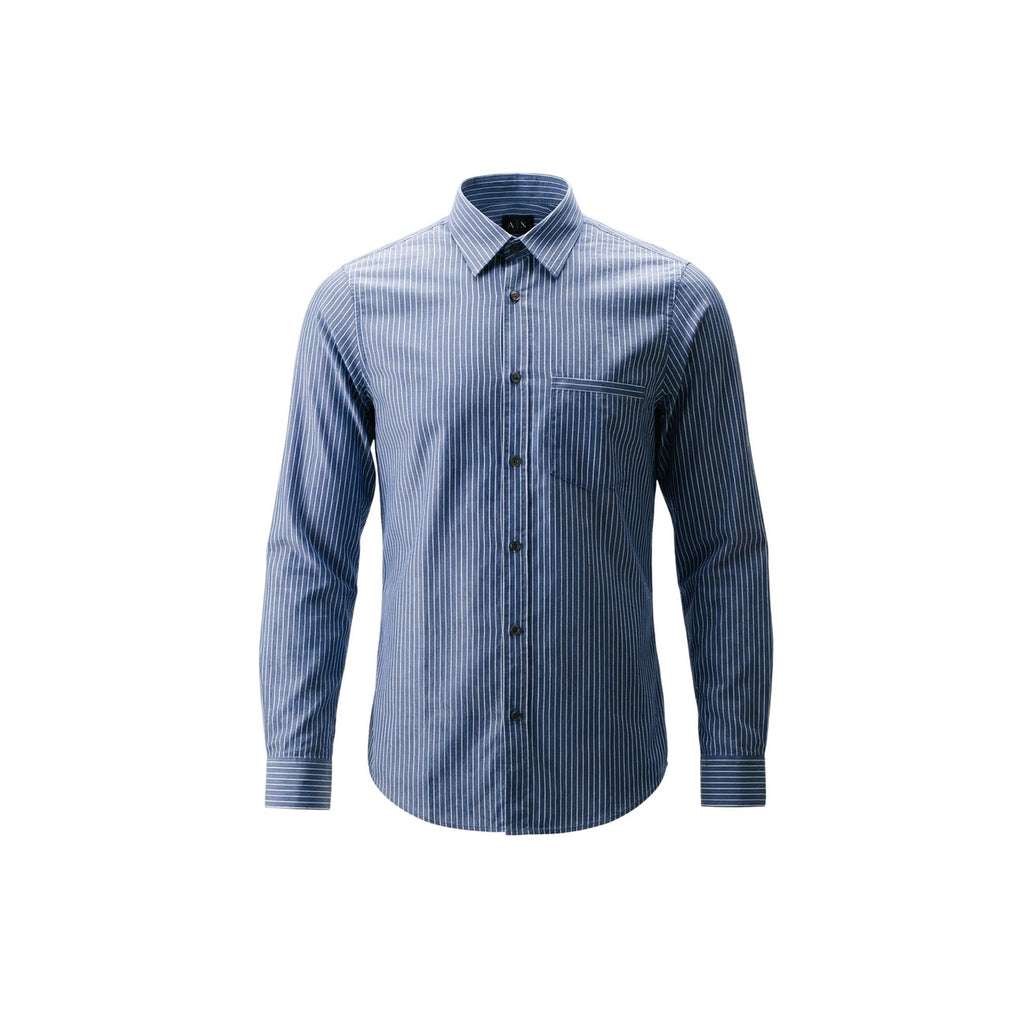 Armani Exchange — Chemise bleu clair en coton homme — vue 2
