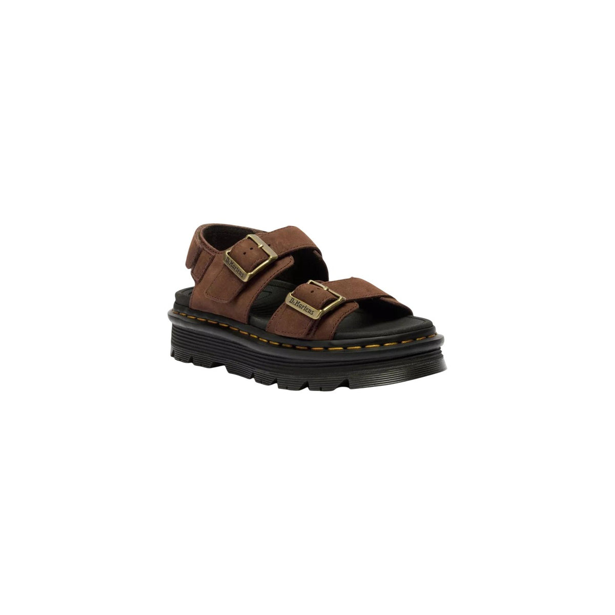 Dr. Martens — Sandales Zebzag Tumbled en cuir marron femme — vue 3