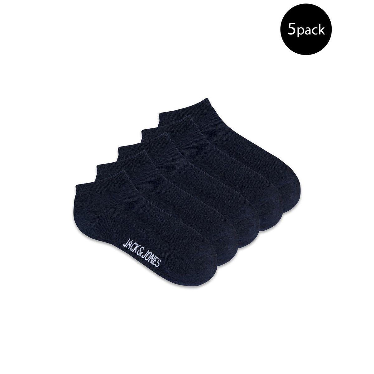 Jack & Jones — Pack de 5 chaussettes blanc/bleu homme — Bleu