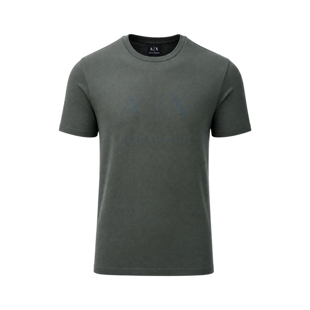 Armani Exchange – Bedrucktes Herren-T-Shirt aus Baumwolle in Grün — Ansicht 3