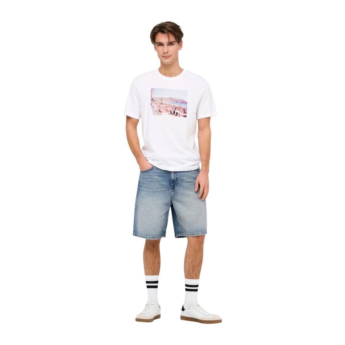 Only & Sons — Blaue kurze Herrenhose — Ansicht 4