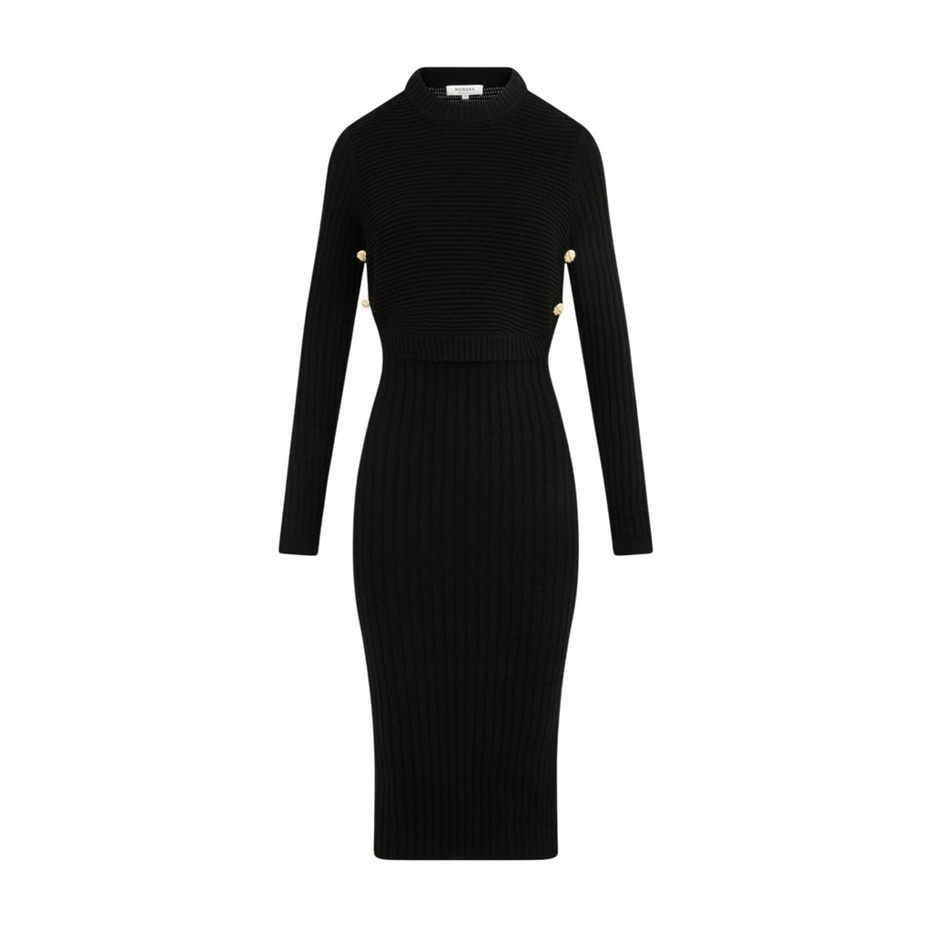 Morgan — Schwarzes Damenkleid mit langen Ärmeln — Ansicht 3