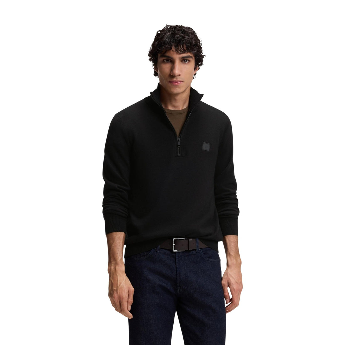 BOSS — Pull demi-zip Kanobix S coton-cachemire homme