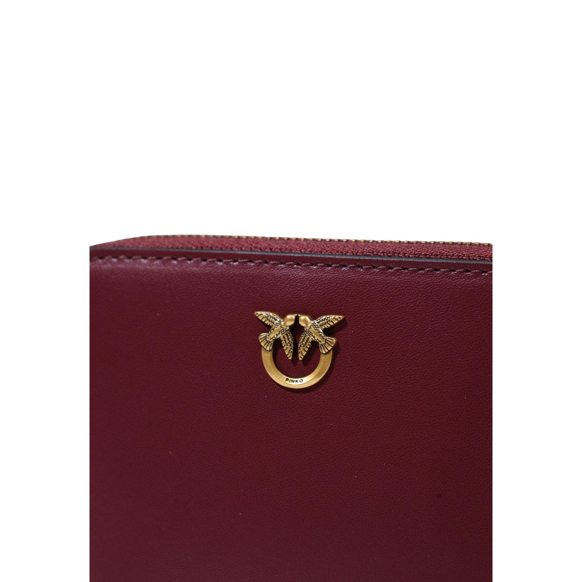Pinko — Portefeuille Taylor Zip Around Vitello Seta en cuir bordeaux femme — vue 3