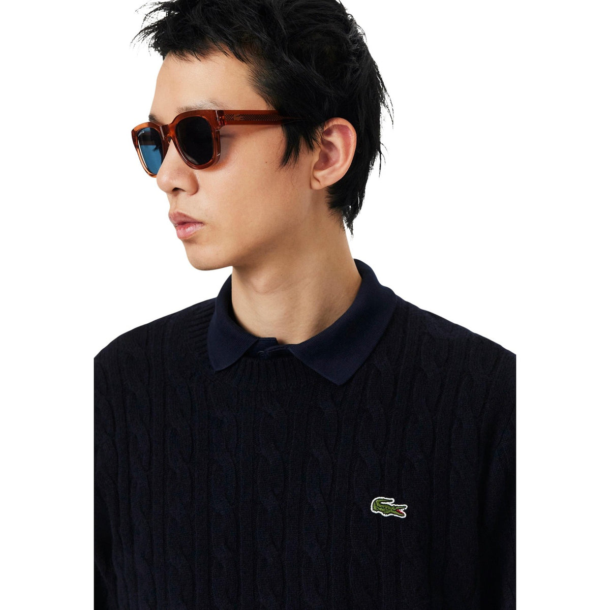 Lacoste — Pull en laine à col rond homme — vue 2 — Bleu