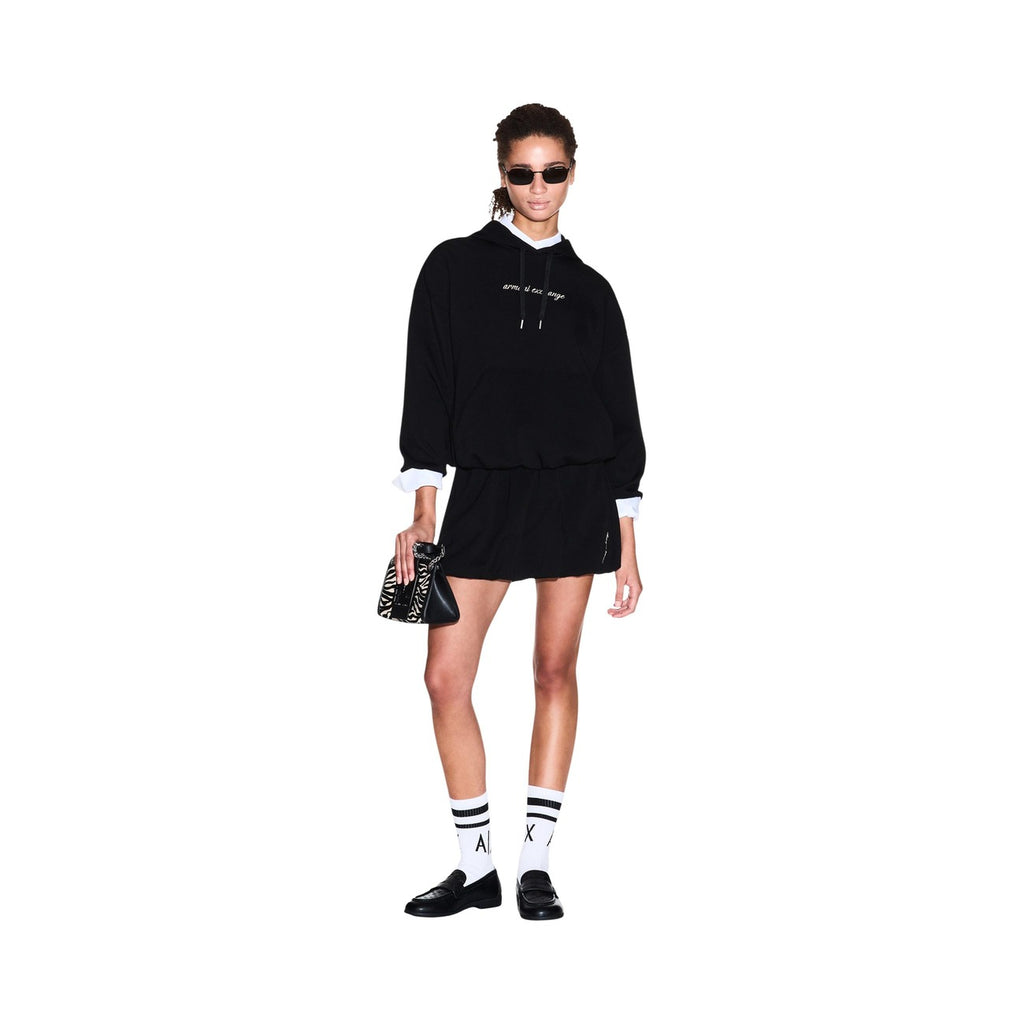 Armani Exchange — Schwarzer Kapuzenpullover für Damen — Ansicht 2