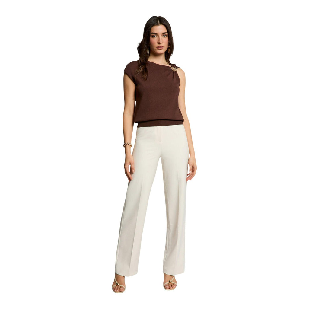 Morgan — Women’s brown round-neck sweater — view 5
