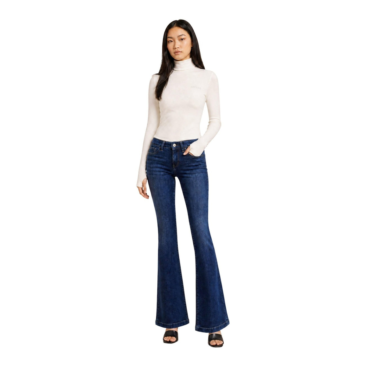 Guess — Top Greta col montant blanc femme — vue 5
