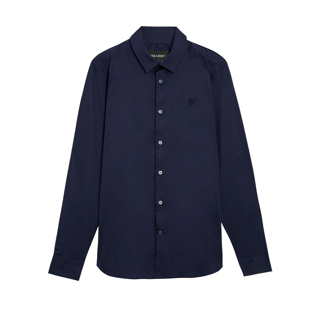 Lyle & Scott — Chemise bleue manches longues en coton stretch homme