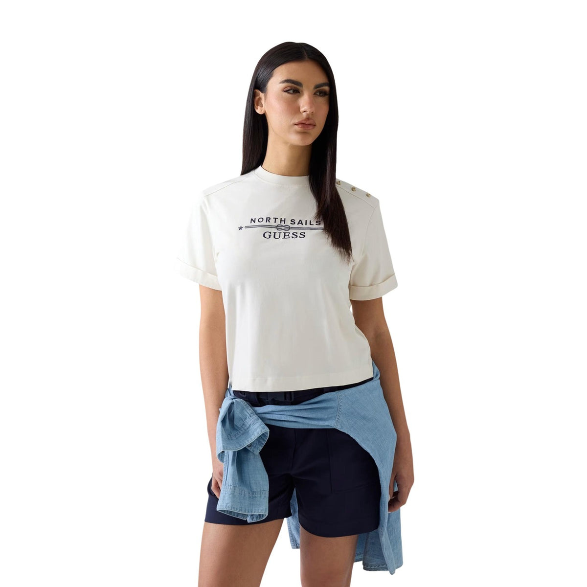 Guess — T-shirt Guessxns Logo Tee femme - coloris blanc