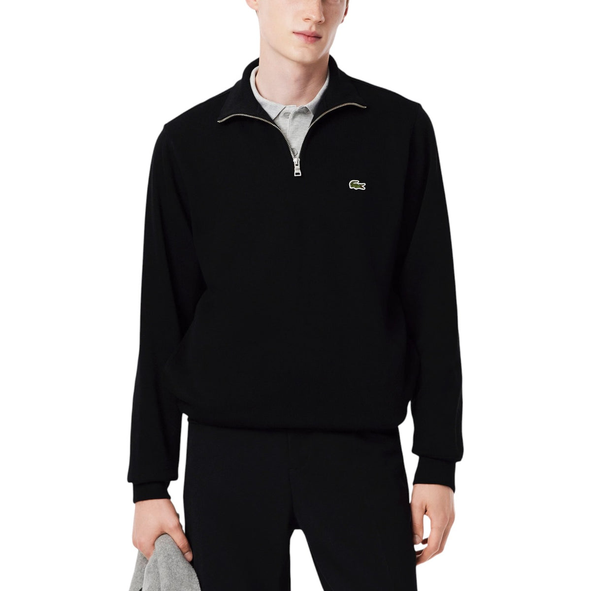 Lacoste — Sweat zippé à col montant homme — Noir