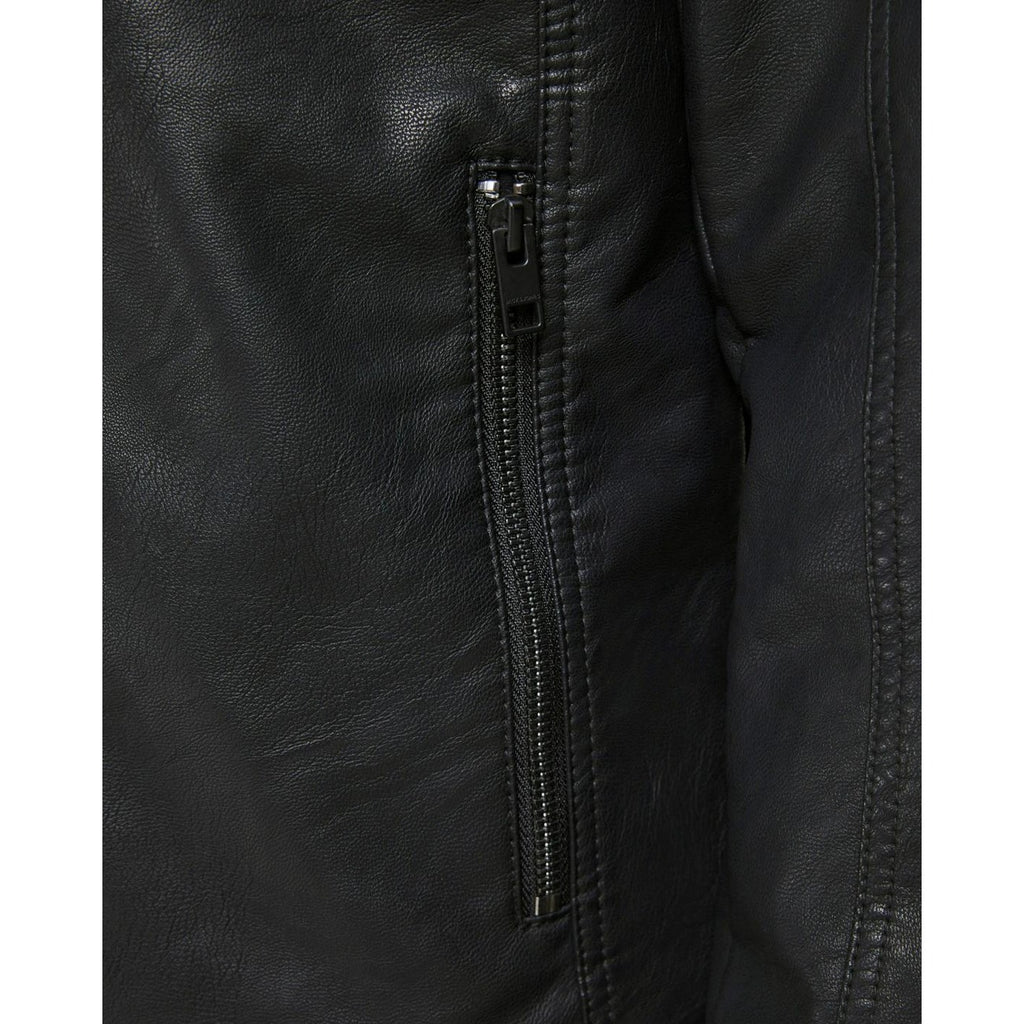Jack & Jones — Men's black faux leather biker jacket — view 5