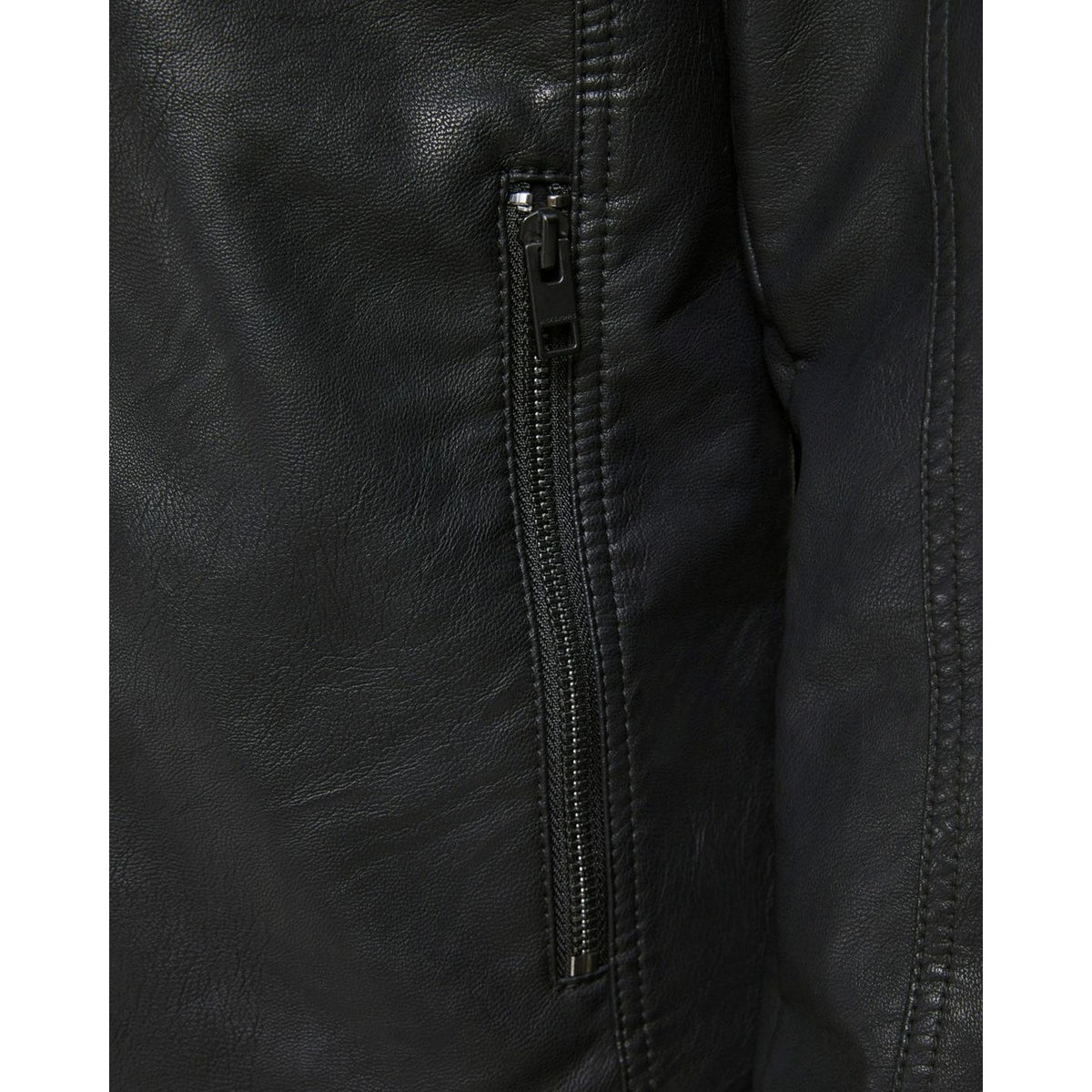 Jack & Jones — Men's black faux leather biker jacket — view 5