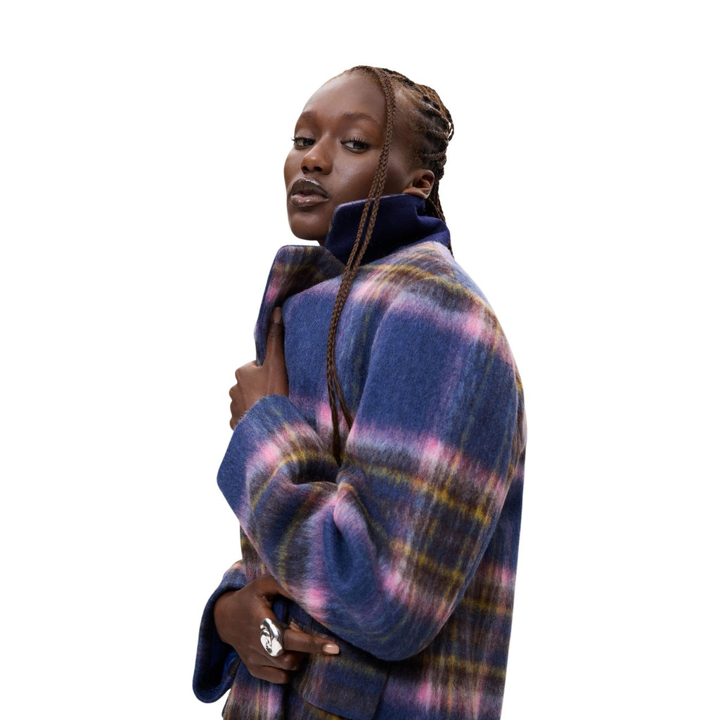 Desigual — Manteau Checkered bleu femme — vue 3