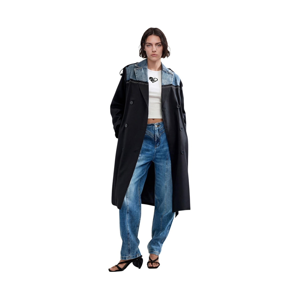 Desigual — Hybride trenchcoat voor dames zwart — afbeelding 5