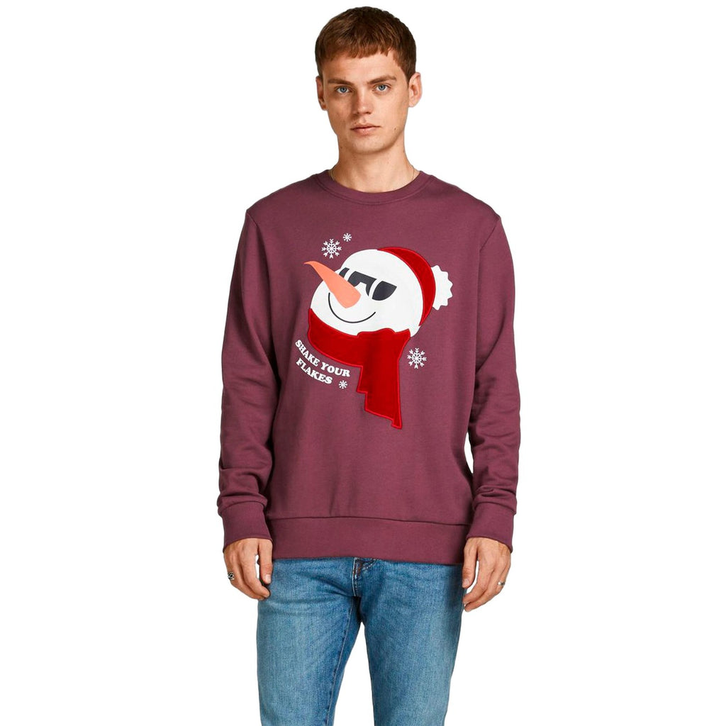 Jack & Jones — Bordeauxrode bedrukte herensweater — afbeelding 2