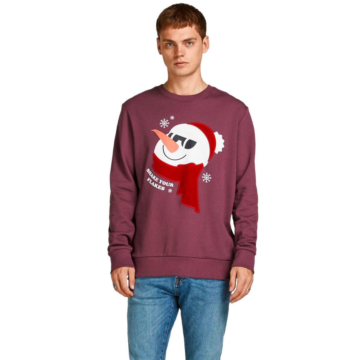 Jack & Jones — Men’s burgundy printed sweatshirt — view 2