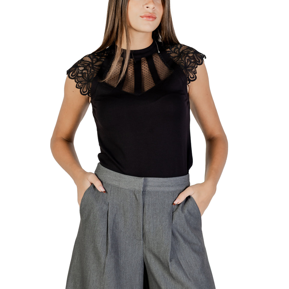 Morgan — blouse opstaande kraag zwart voor dames — afbeelding 5