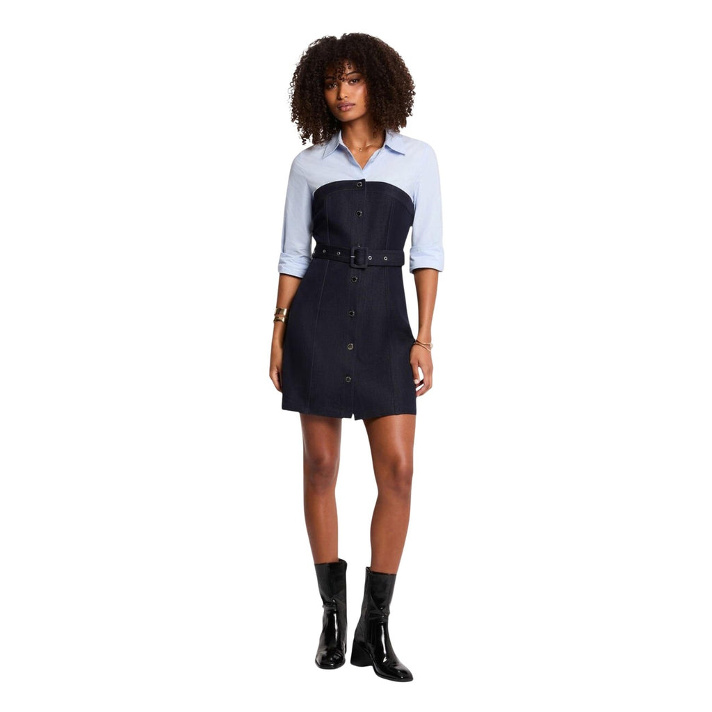 Morgan — Robe col rond bleu femme