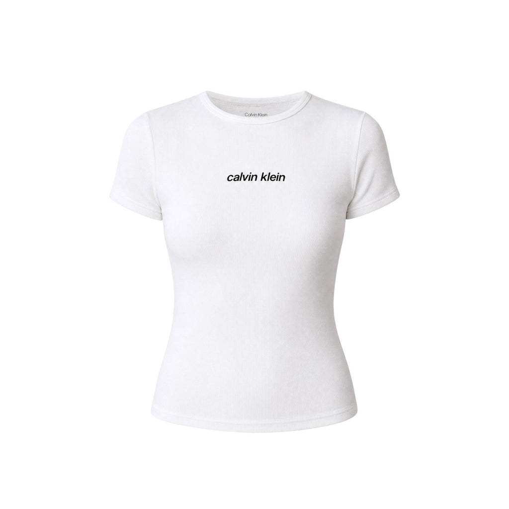 Calvin Klein Jeans — Women's white stretch 94% cotton T-shirt — view 5