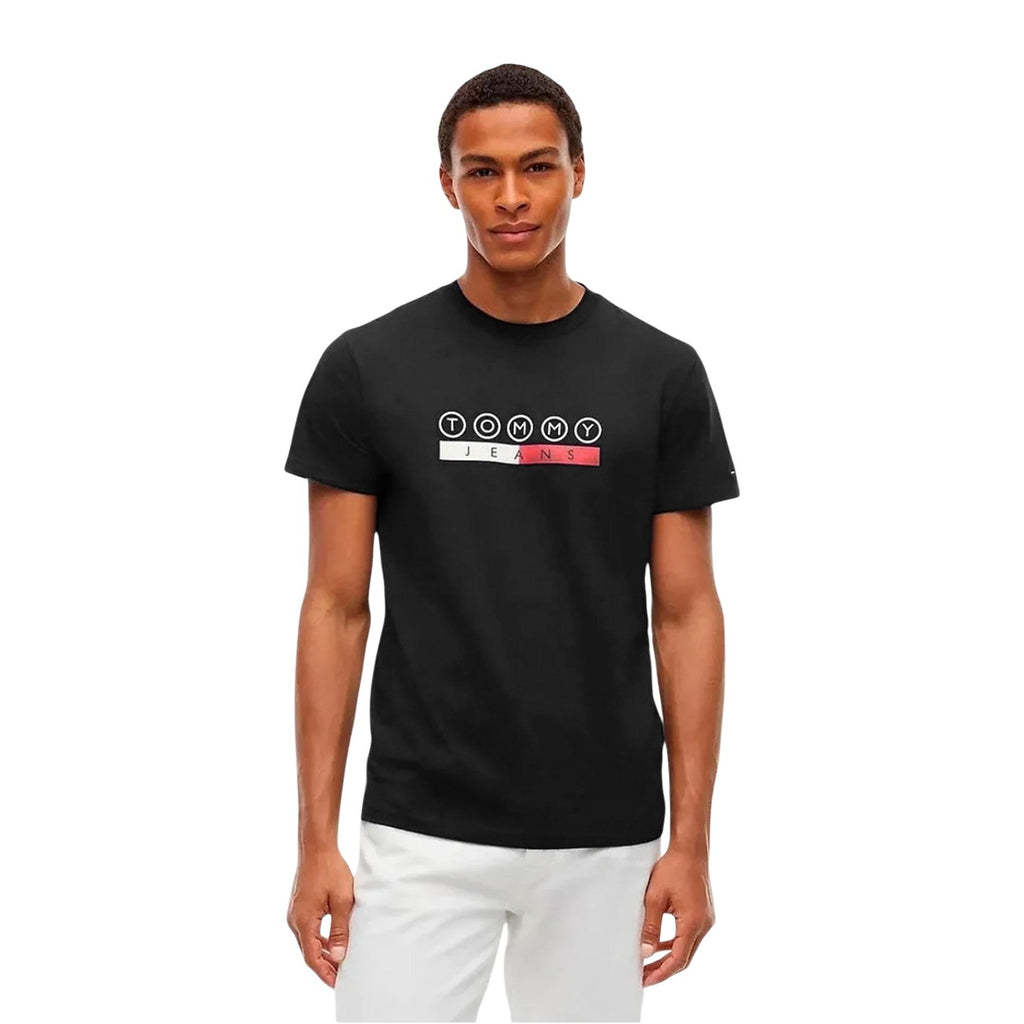 Tommy Jeans — Schwarzes T-Shirt mit Aufdruck für Herren