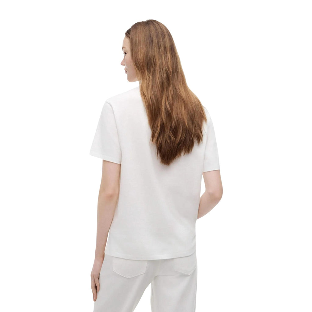 Tommy Jeans — Women’s white organic cotton T-shirt with classic collar — view 3