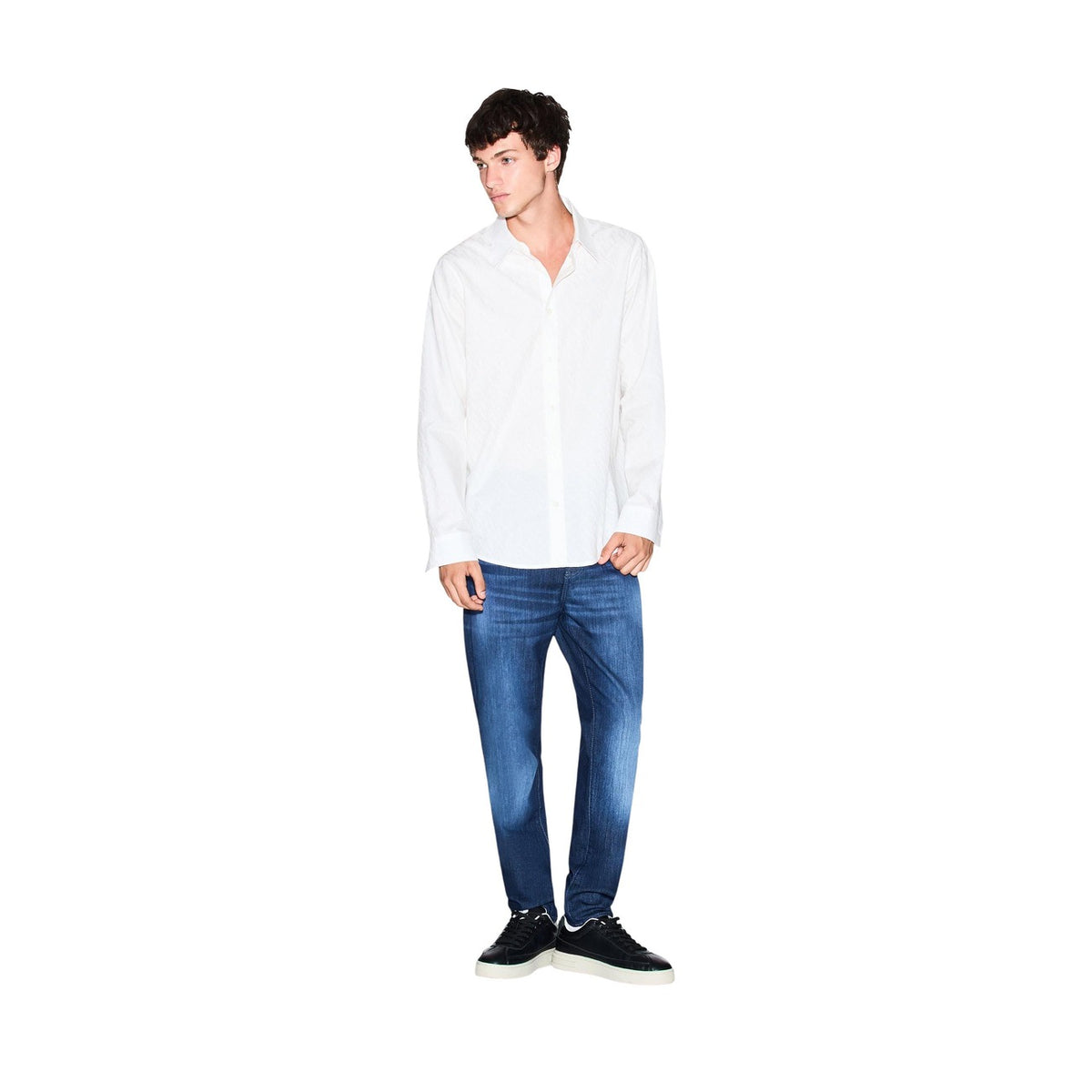 Armani Exchange — Chemise imprimée blanche en coton homme — vue 5