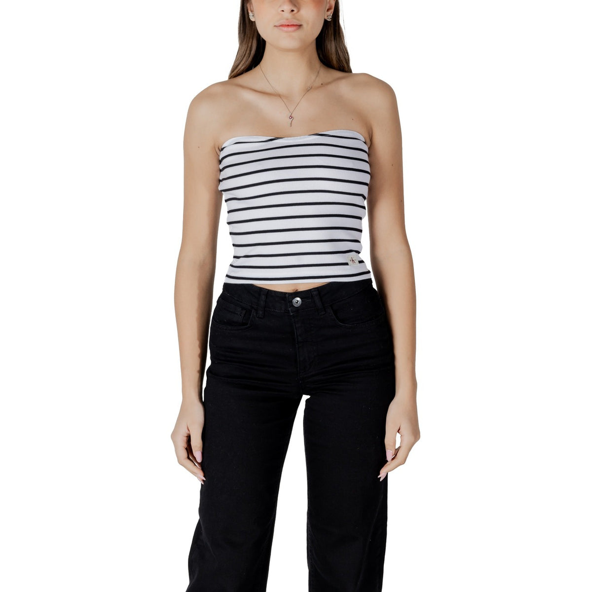 Calvin Klein Jeans — Top J20J225310 blanc rayé stretch femme