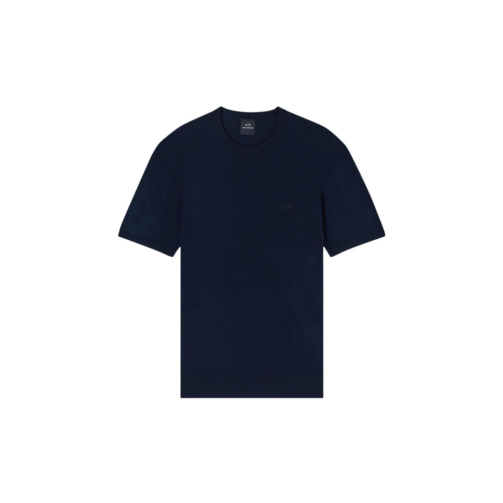 Armani Exchange — Blaues Baumwoll-T-Shirt für Herren — Ansicht 4