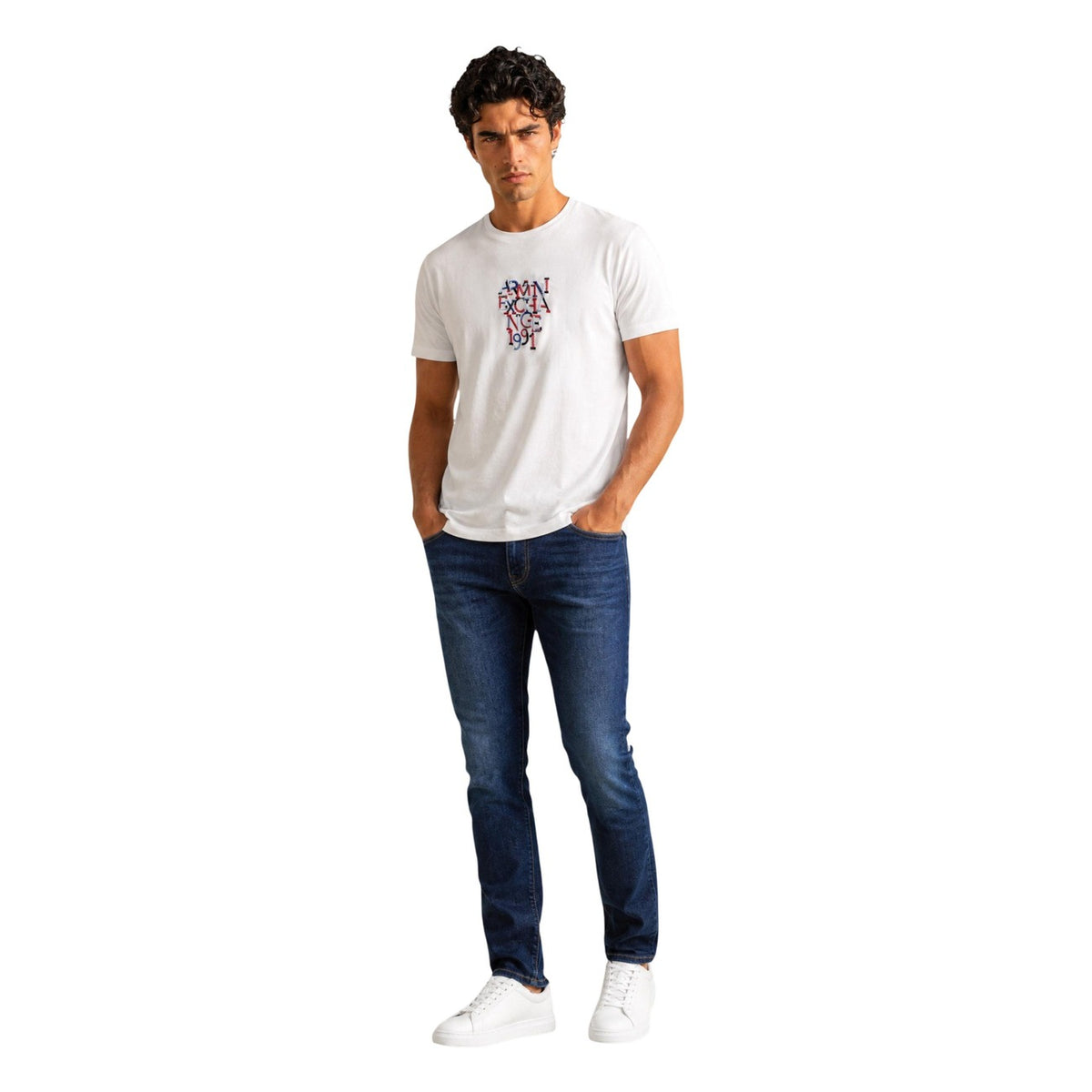 Armani Exchange — Men’s white cotton t-shirt — view 3