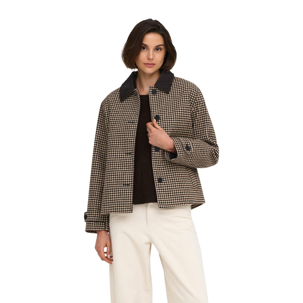 Jacqueline de Yong — Veste Valerie à carreaux marron femme