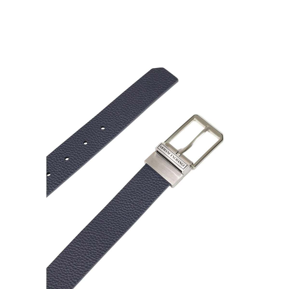 Armani Exchange — Blauer Herrengürtel aus Leder — Ansicht 3