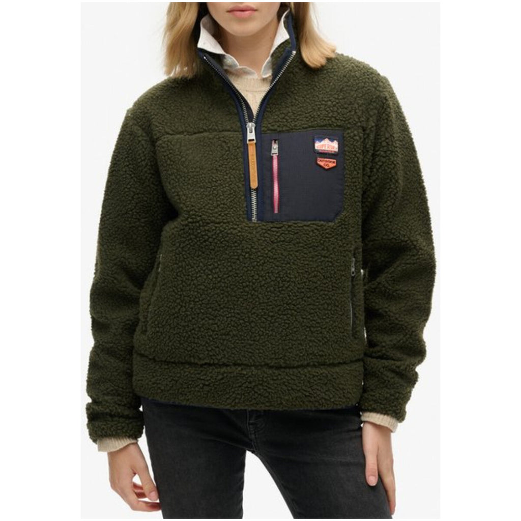 Superdry — Pull zippé vert femme