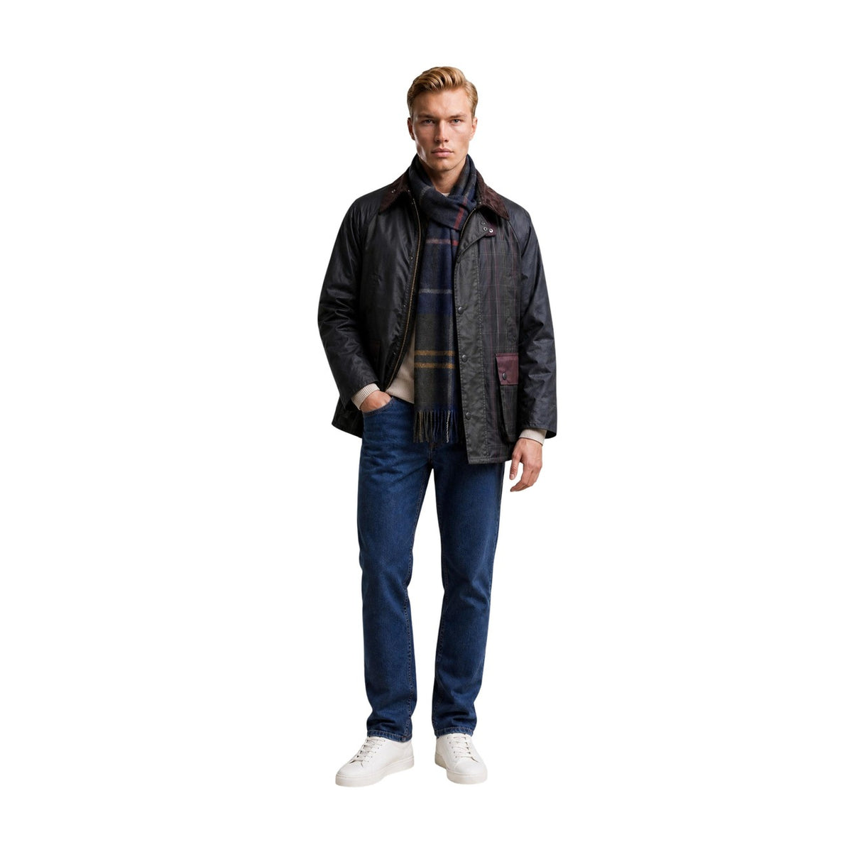 Barbour — Bruine Patchwork OS Bedale gewaxte herenjas — afbeelding 3