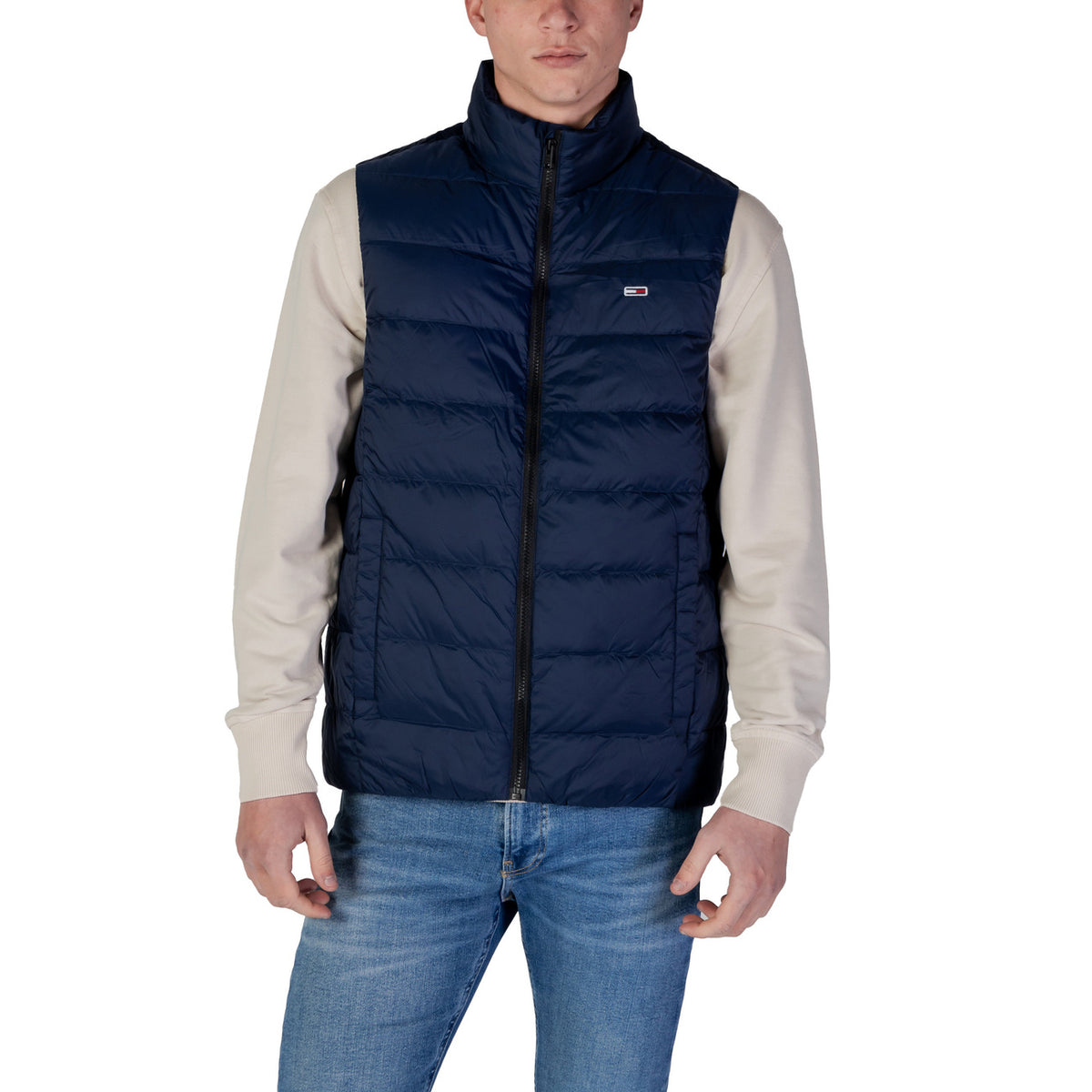 Tommy Jeans — Doudoune sans manches à drapeau brodé bleue homme