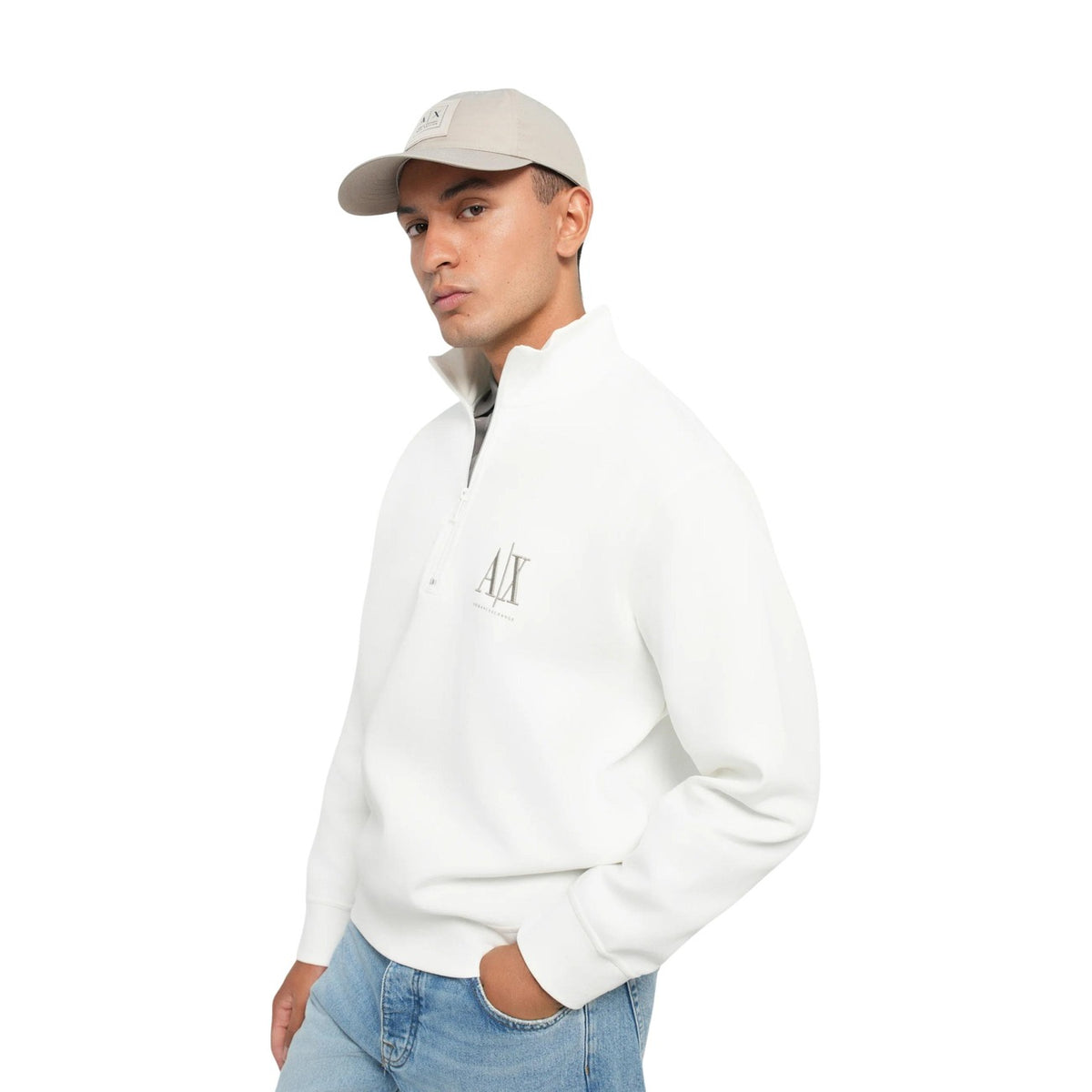 Armani Exchange — Bedruckte Sweatjacke für Herren in Weiß — Ansicht 5