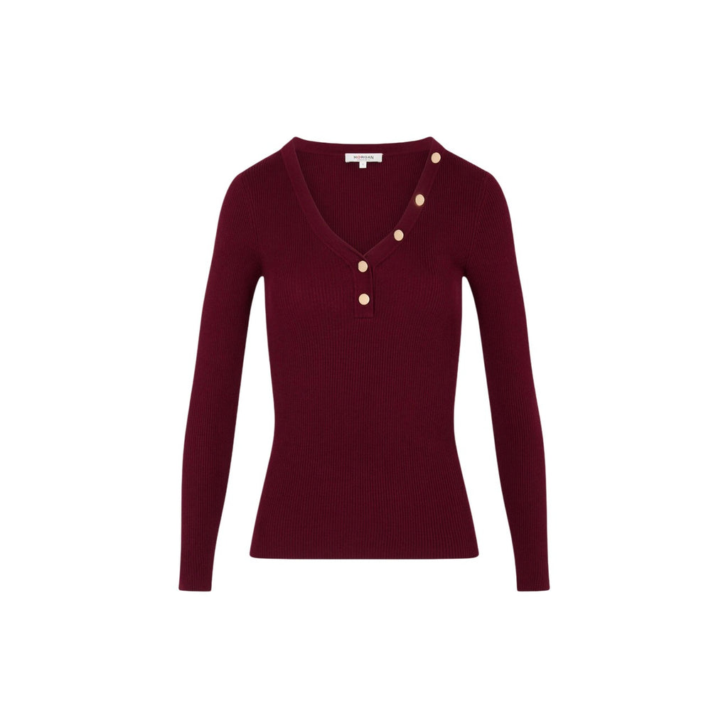 Morgan — Women’s burgundy V-neck sweater — view 4