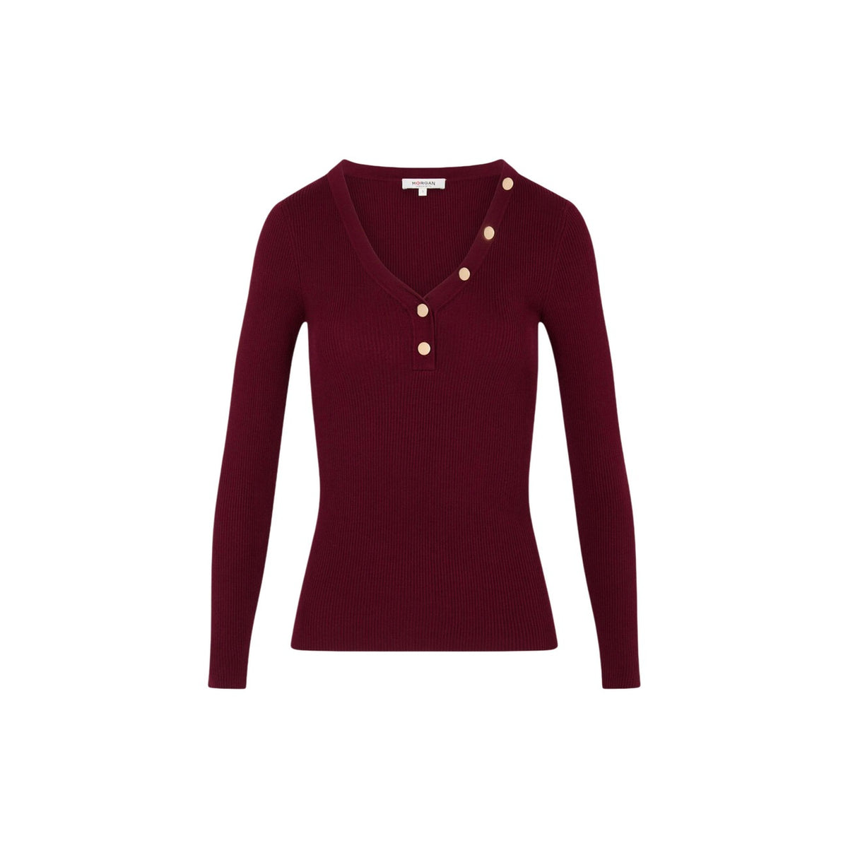 Morgan — Women’s burgundy V-neck sweater — view 4