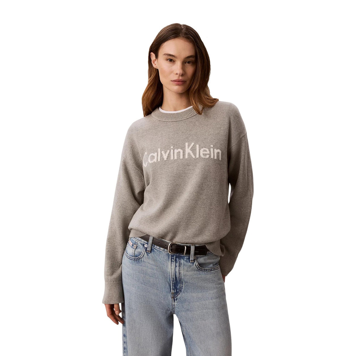Calvin Klein Jeans — Pull gris à imprimé femme
