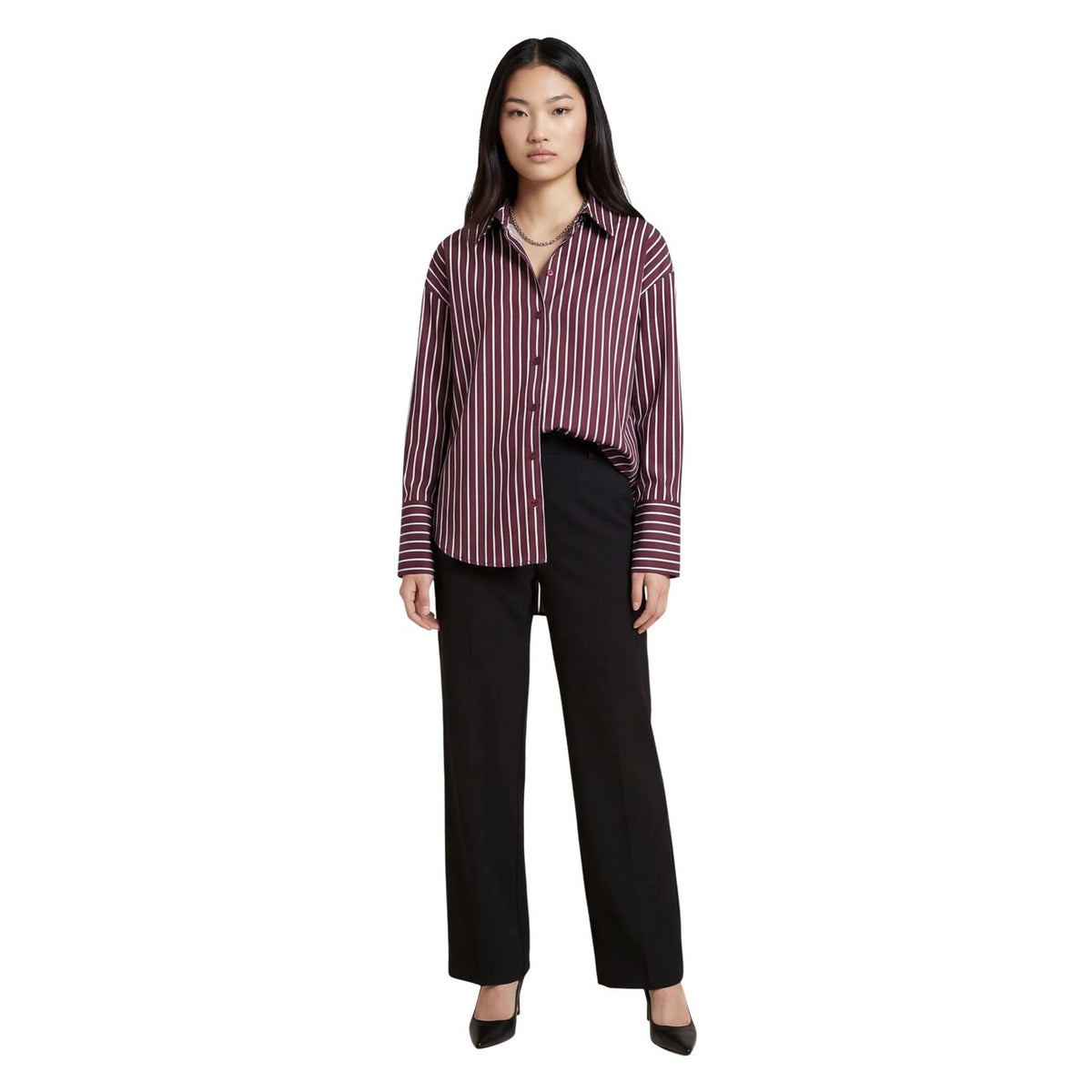 Jacqueline de Yong — Women's 15380444 burgundy round neck shirt — view 5