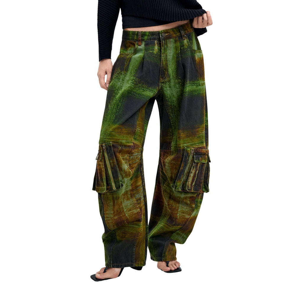 Desigual — Groene broek met ruitjes voor dames