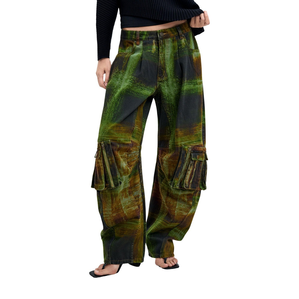 Desigual — Groene broek met ruitjes voor dames