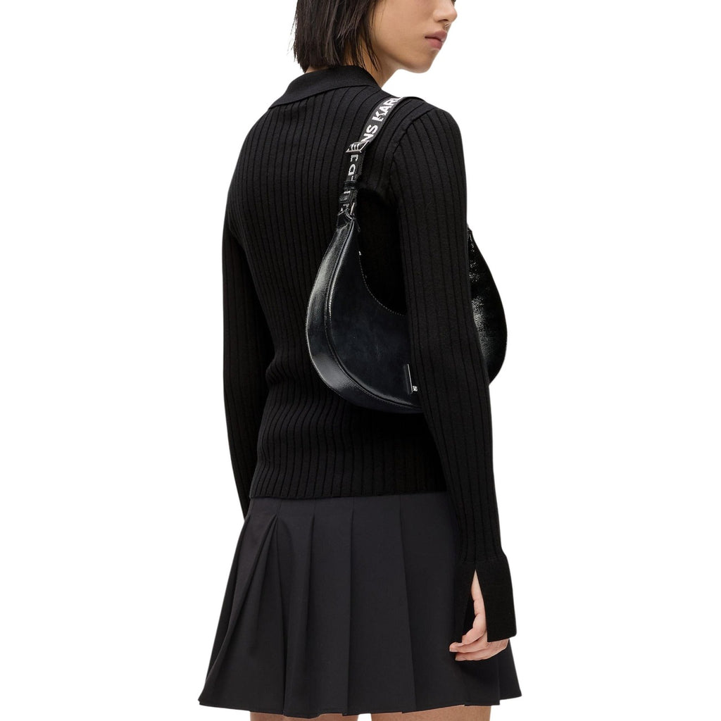 Karl Lagerfeld Jeans — Women’s long-sleeved black polo shirt — view 2