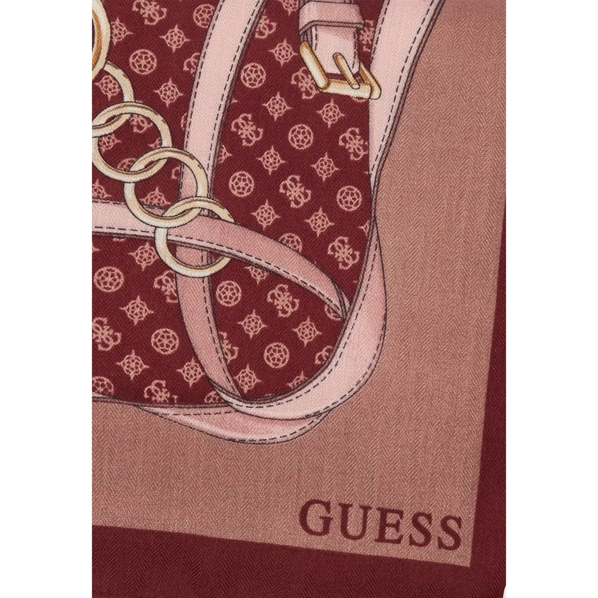 Guess — Printed scarf 120 × 120 cm for women — view 4 — Burgundy